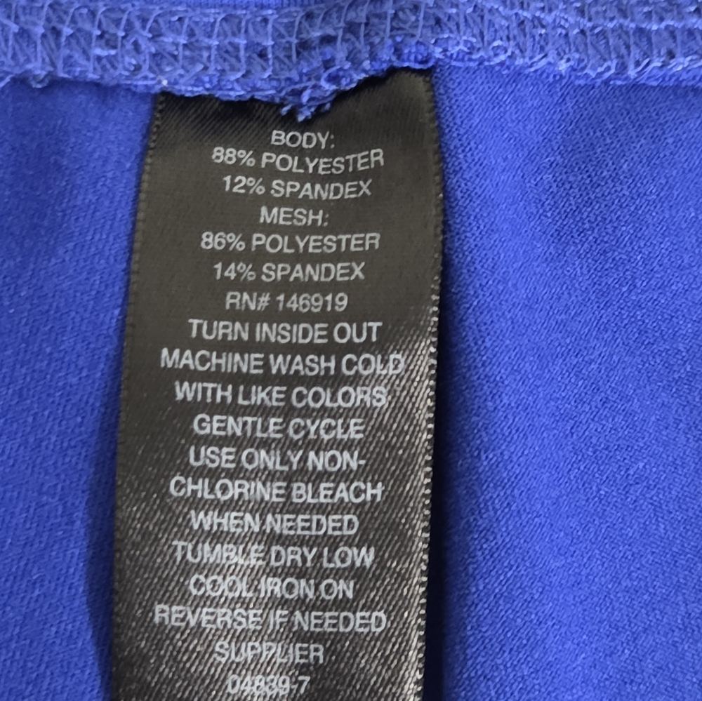 Xersion Women's Mesh Lattice Side Cutout Active Capri Leggings Blue/Black Size L - Picture 9 of 9